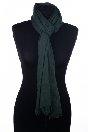 Esarfa mare dreptunghiulara tip pareo din bumbac usor creponat, verde inchis [1]