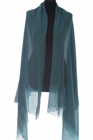 Esarfa mare dreptunghiulara tip pareo din bumbac usor creponat, verde inchis [0]