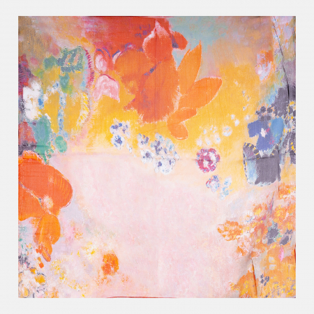 Eșarfe din Mătase - Esarfa patrata cu o singura fata imprimata cu reproduceri dupa picturi celebre cu motive florale