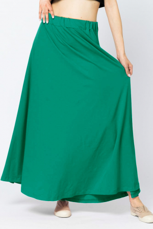Fuste Casual - Fusta lunga in A, din tricot de bumbac, verde