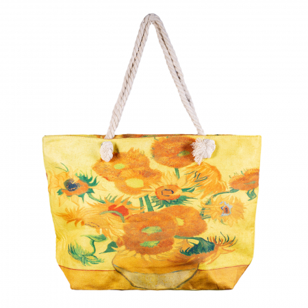 Geanta de plaja din material textil, cu imprimeu inspirat din pictura "Floarea Soarelui" a lui Vincent Van Gogh [0]