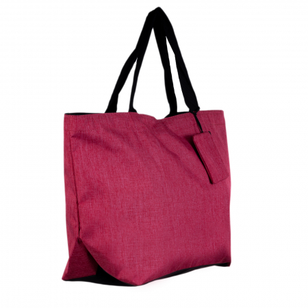 Genți din Material Textil - Geanta shopper multifunctionala medie din material textil panzat, fucsia