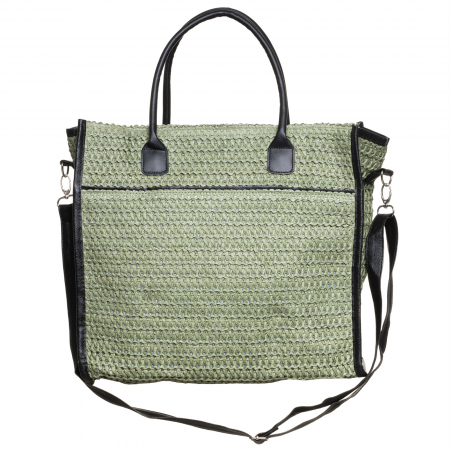 Genti Impletite - Geanta verde impletita cu bareta de umar si margini din piele ecologica