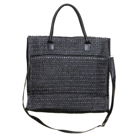 Genti Impletite - Geanta neagra impletita cu bareta de umar si margini din piele ecologica
