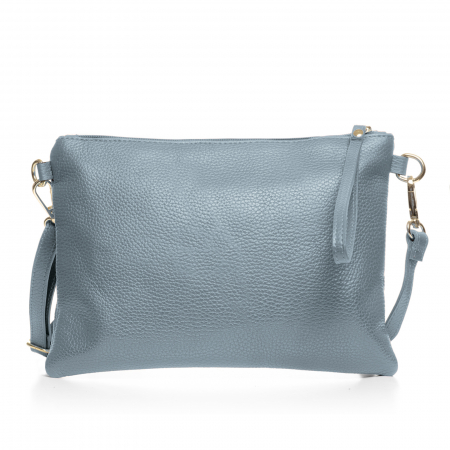Genți din Piele Naturală - Geanta plic crossbody bleu, din piele naturala