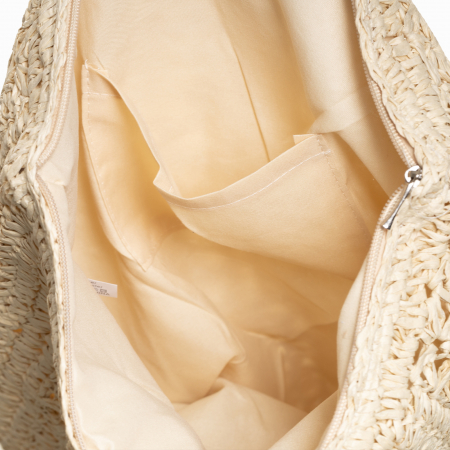 Geanta shopper impletita cu manere din piele ecologica, bej inchis [2]