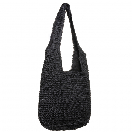Geanta shopper impletita cu manere late, neagra [1]