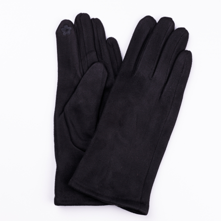 Mănuși - Manusi dama negre din material textil catifelat