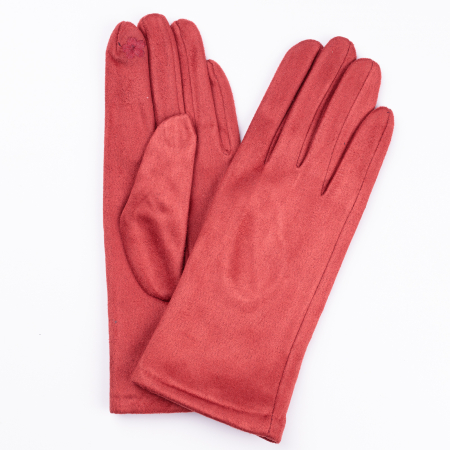 Mănuși - Manusi dama caramizii din material textil catifelatat
