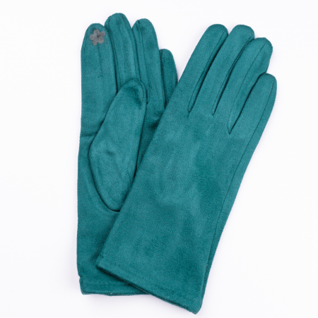 Mănuși - Manusi dama verde smarald din material textil catifelat
