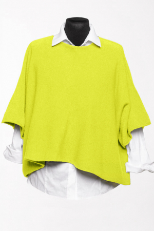 Pulovere - Pulover versatil cu maneca fluture din vascoza, galben lime