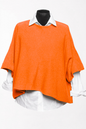 Pulovere - Pulover versatil cu maneca fluture din vascoza, portocaliu