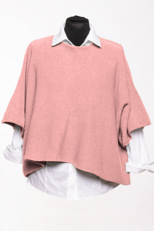 Pulovere - Pulover versatil cu maneca fluture din vascoza, roz prafuit