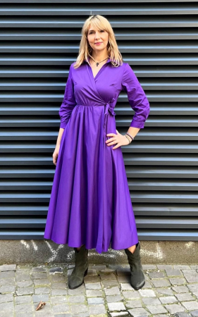 Rochii din Bumbac - Rochie clos, petrecuta, din poplin de bumbac, mov