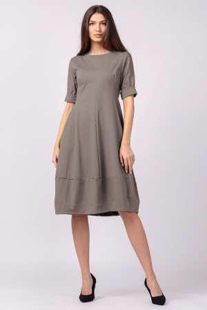 Rochii din Bumbac - Rochie lalea cambrata din jerseu punto milano, bej inchis