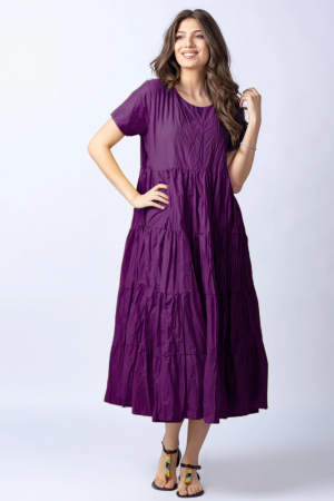 Rochii masuri mari - Rochie lunga mov cu patru volane