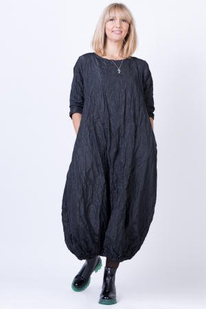 Rochii Elegante & Office - Rochie lunga gogosar din vascoza sifonata, neagra