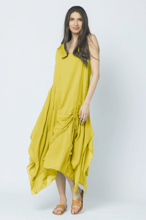 Rochii din Bumbac - Rochie lunga in colturi, din batist de bumbac, galben