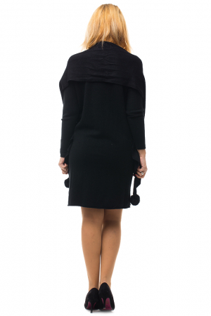 Rochie tricotata neagra midi cu esarfa [2]