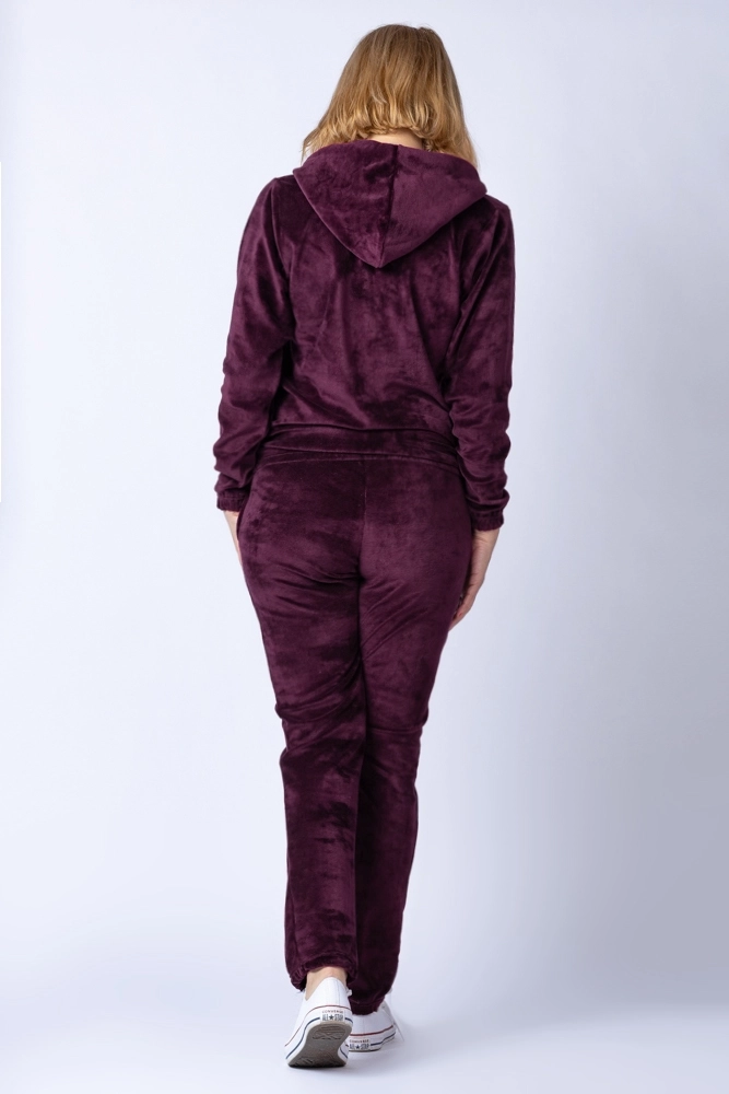 Trening dama doua piese din catifea de bumbac visiniu inchis [2]