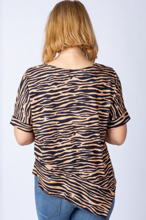 Tricou in colturi, cu imprimeu animal print - tigru, din bumbac [1]