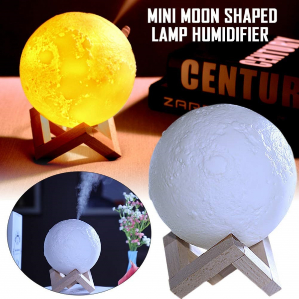 Lampa 3D Aromatherapy Diffuser Umidificator lumina alb + galben imprimata 3D reincarcabila cu acumulator,modelul nou cu Stand Lemn cadou AK3800 [3]