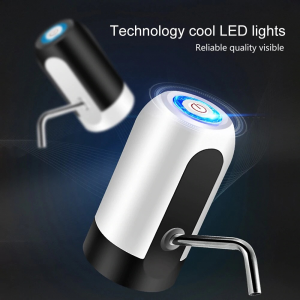 Pompa electrica pentru bidon de apa, Incarcare prin USB, indicator LED pt baterie, sticle pana la 20 de litri, Alb [2]