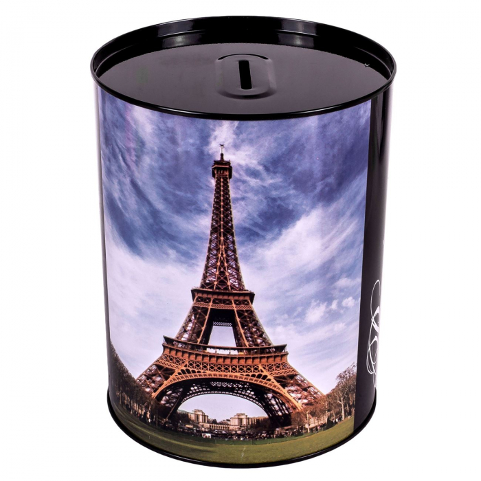 Pusculita metalica cu imprimeu turnul Eifel, 12 x 15 cm [1]