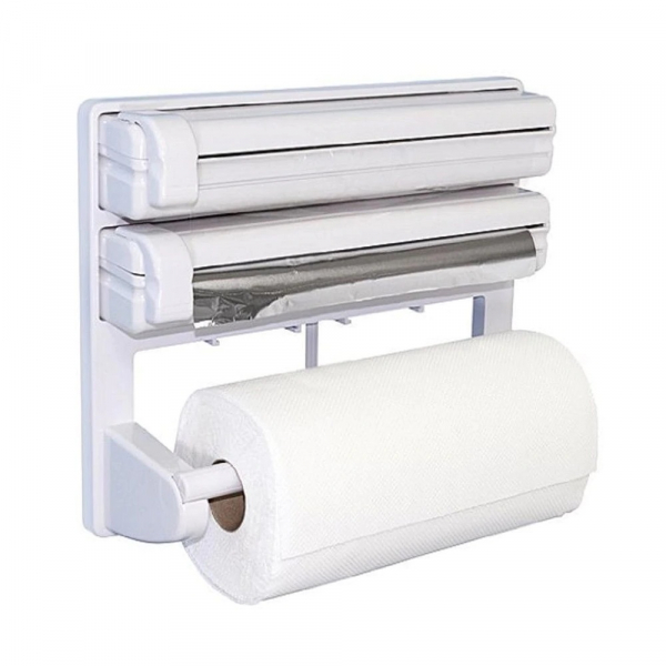 Dispenser de bucatarie triplu,hartie,folie aluminiu,folie stretch Deasupra dispenser-ului se pot pastra borcane de diferite dimensiuni. Caracteristici - realizat din material plastic tip ABS design si [4]