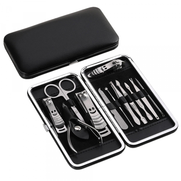 Trusa manichiura si pedichiura,  12 piese, inox, negru [2]