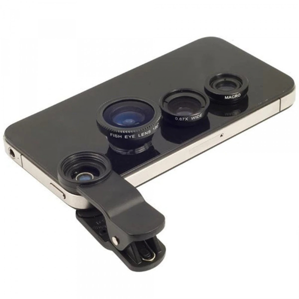 Set Kit 3in1 Lentile Profesionale pentru Telefon sau Tableta - Fish Eye Macro Wide Angle - GRI [3]
