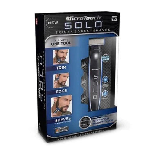 Aparat de ras electric Micro Touch, SOLO, fara fir, 3 piepteni distantieri, negru/albastru [4]