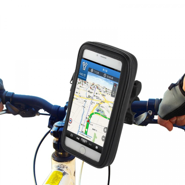 Suport husa telefon mobil pentru bicicleta si motocicleta, rezistent apa si socuri, touchscreen, 360* rotativ, negru [2]