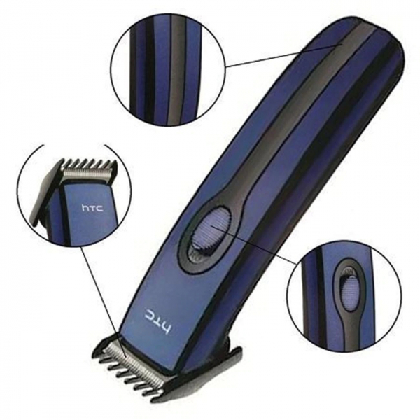 Aparat Profesional de Tuns copii si adulti , HTC AT209 cu acumulator, Tehnologie Superioara, fara fir, Lama otel inoxidabil, cutit ceramic si motor silentios, albastru [3]
