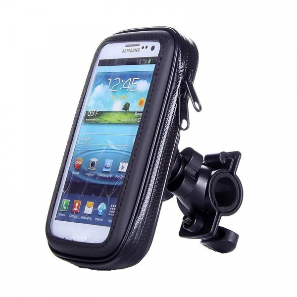 Suport husa telefon mobil pentru bicicleta si motocicleta, rezistent apa si socuri, touchscreen, 360* rotativ, negru [3]
