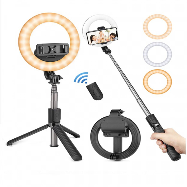 Lampa circulara Make up ,Selfie Stick Bluetooth L07, portabil, LED 5 inch, 90 cm [2]