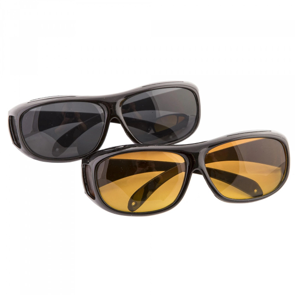 Set 2 ochelari pentru condus ziua si noaptea, HD VISION, lentila portocalie si fumurie, unisex [2]