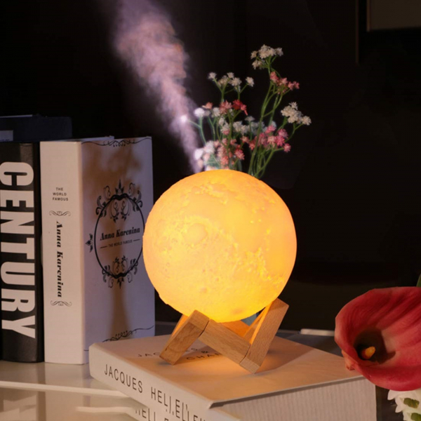 Lampa 3D Aromatherapy Diffuser Umidificator lumina alb + galben imprimata 3D reincarcabila cu acumulator,modelul nou cu Stand Lemn cadou AK3800 [4]