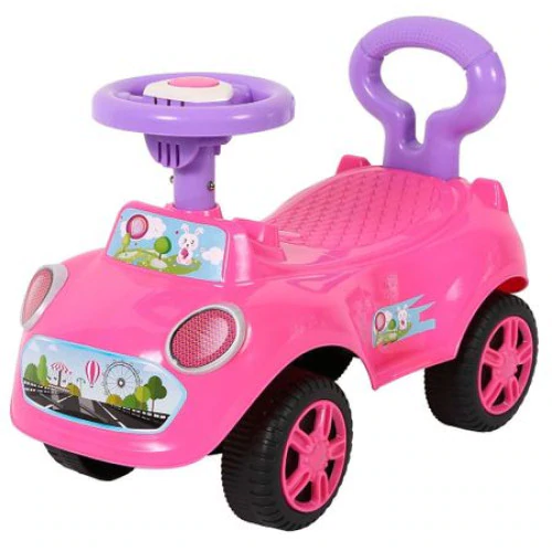 Premergator pentru fetite in forma de masinuta, cu sunete, cu spatar de siguranta, pentru varsta de12 - 36 luni, culoare roz [1]