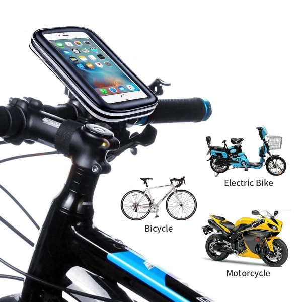 Suport husa telefon mobil pentru bicicleta si motocicleta, rezistent apa si socuri, touchscreen, 360* rotativ, negru [5]