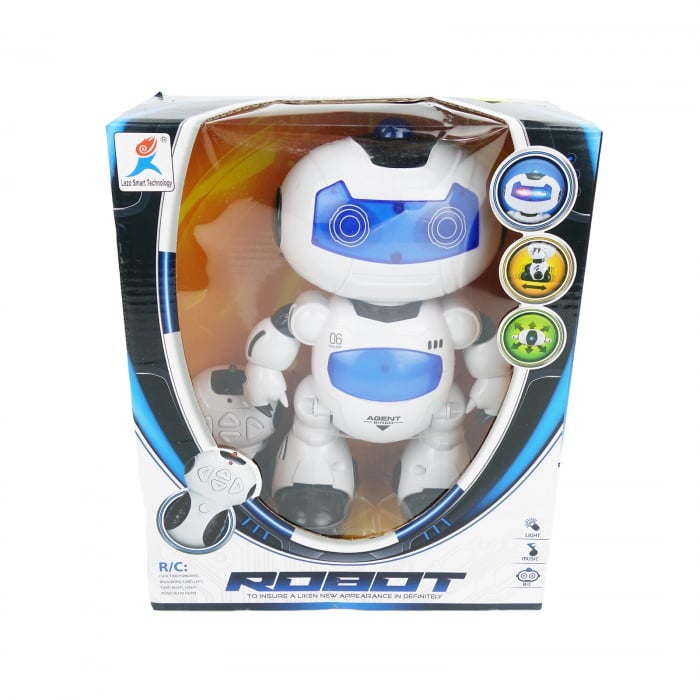 Robot inteligent, cu miscare, muzica, sunete, dans, 22 cm, alb/albastru [2]