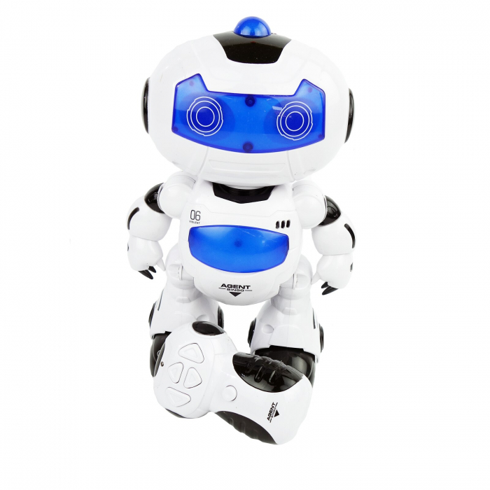 Robot inteligent, cu miscare, muzica, sunete, dans, 22 cm, alb/albastru [3]
