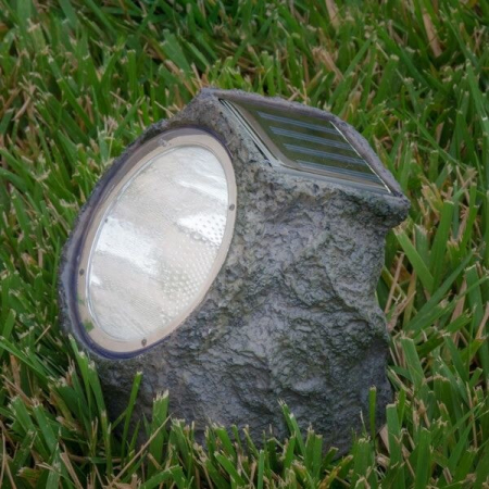 Lampa solara in forma de piatra, 4 leduri, autonomie 6 ore, Gri [3]