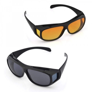 Set 2 ochelari pentru condus ziua si noaptea, HD VISION, lentila portocalie si fumurie, unisex [4]