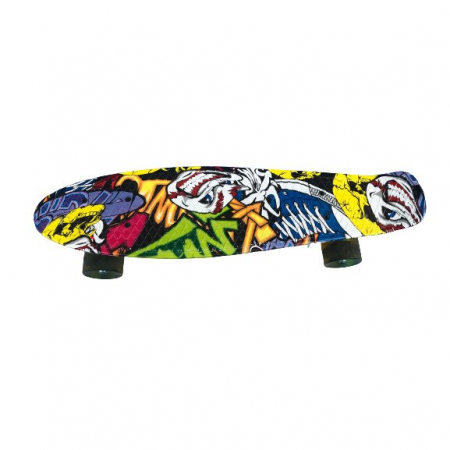 Skateboard, Cu cadru din aluminiu, Acoperire antiderapanta, Cu design graffiti, 56 x14 cm, Pana la 100 kg [0]