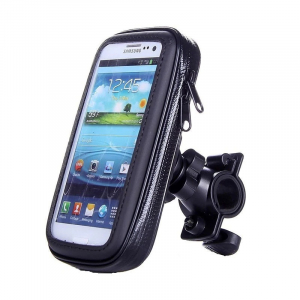 Suport husa telefon mobil pentru bicicleta si motocicleta, rezistent apa si socuri, touchscreen, 360* rotativ, negru [2]