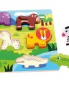 Puzzle 3D din lemn cu sapte animale colorate [3]