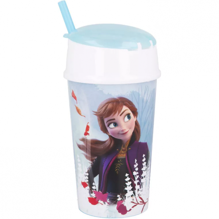 Cana cu pai, capac si compartiment alimente Frozen 400 ml SunCity STF51001 [2]