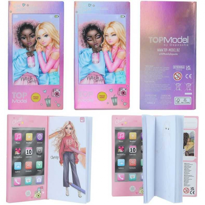 Carnetel de colorat in forma de telefon mobil Top Model cu muzica 13.8x7 cm Depesche PT11966 [2]