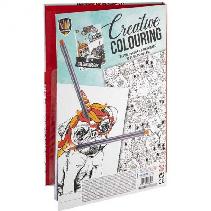 Carte de colorat adulti 33x22x3 cm, 48 desene si 8 carioci colorate incluse Grafix GR150032 [3]